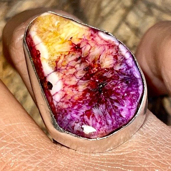 Colorful Solar Agate Ring Size 7 - Picture 6 of 7